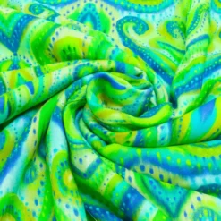 SanDaLu Viskose Sommerstoff in grün, türkis und blau als Strudel
