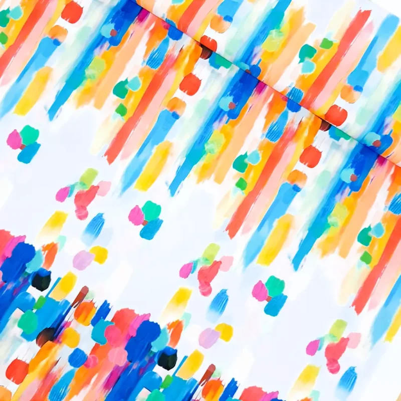 SanDaLu weißer Voile mit bunten Pinselstrichen