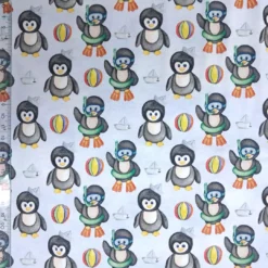 maritimer Stoff mit Pinguinen am Strand Lineal