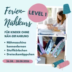 SanDaLu Feriennähkurs Mädchen an der Nähmaschine, genähte Mäppchen