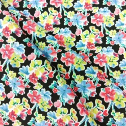 SanDaLu Viskose Blumenstoff schwarz