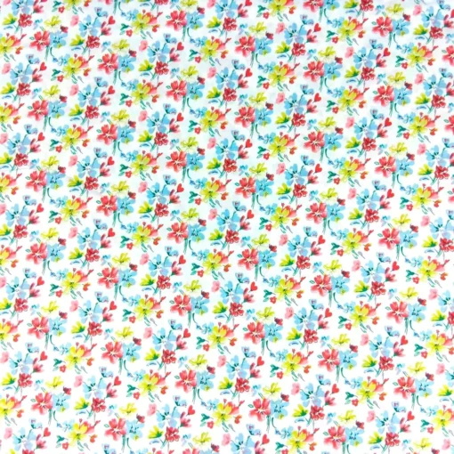 SanDaLu gewebte Viskose in weiß mit bunten Blumen