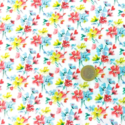 SanDaLu gewebte Viskose mit Blumen in weiß Euro