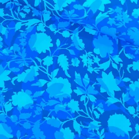 SanDaLu Viskosestoff mit Blumen und Blättern in kobaltblau
