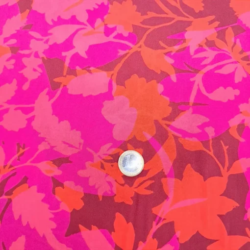 SanDaLu Viskose Webware mit Blumen in pink und orange Euro