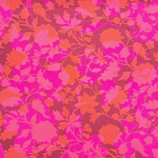 SanDaLu Viskose Webware mit Blumen in pink und orange