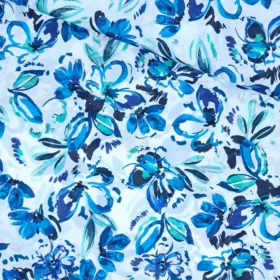 SanDaLu Baumwollvoile mit blauem Blumenmuster