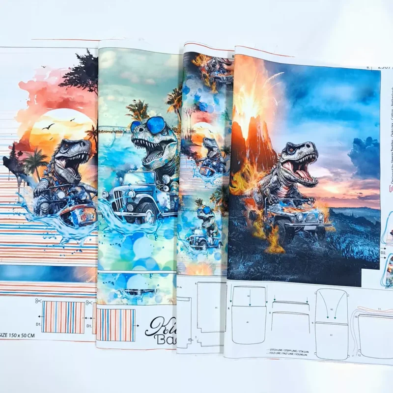 SanDaLu Cannvas Panel für Turnbeutel mit coolem Dino