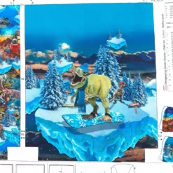 SanDaLu Canvas Panel T-Rex auf Skiern