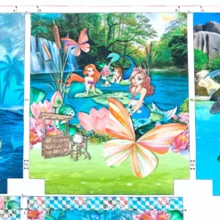 SanDaLu Canvas Panel für Turnbeutel Meerjungfrau und Blume
