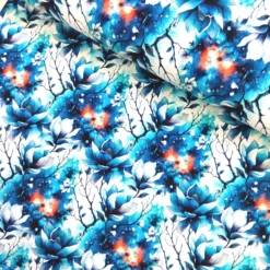 SanDaLu French Terry Magnolienblüte blau weiß
