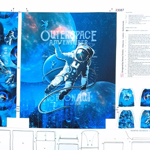 Canvas Panel für Turnbeutel Space Astronaut