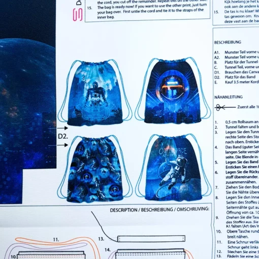 Canvas Panel für Turnbeutel Space Nähbeispiele