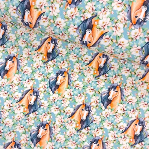 SanDaLu French Terry Flower Horse in dusty mint