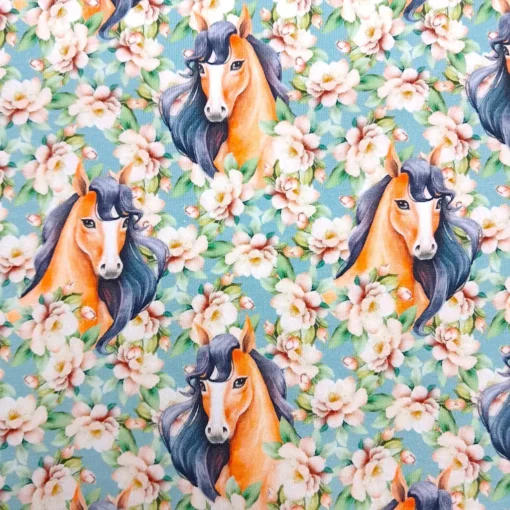 SanDaLu French Terry Flower Horse von S&W Stoffe