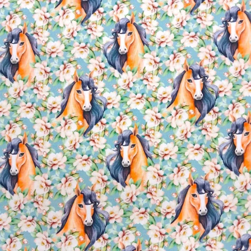SanDaLu French Terry Flower Horse von S&W Stoffe