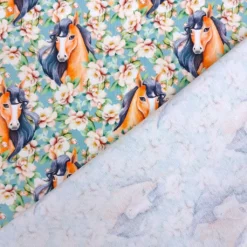 SanDaLu French Terry Flower Horse dusty mint Rückseite mit Schlingen