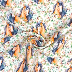 SanDaLu French Terry Flower Horse Strudel