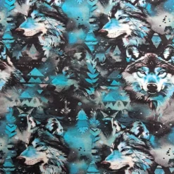 SanDaLu angerauter Wolf Stoff schwarz aqua blau