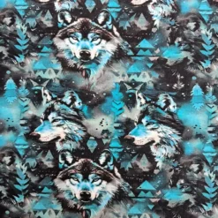 SanDaLu French Terry Wolf Motiv aqua