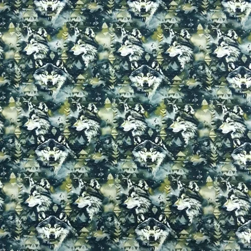 SanDaLu French Terry mit Wolf Motiv in grün