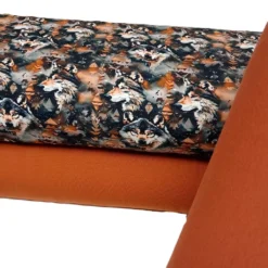 SanDaLu French Terry mit Wolf Motiv rost mit Kombistoff und Bündchen