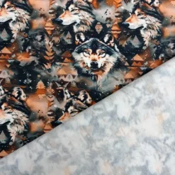 SanDaLu French Terry mit Wolf Motiv rost angeraute Rückseite
