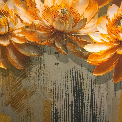Jersey Panel in Herbstfarben mit großen Blumen, 2m x 1,5m – Bild 10