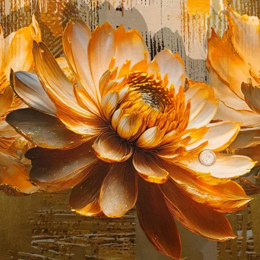 Jersey Panel in Herbstfarben mit großen Blumen, 2m x 1,5m – Bild 5
