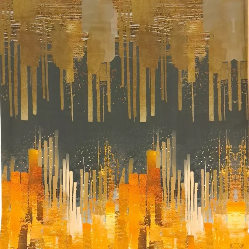 Jersey Panel in Herbstfarben mit großen Blumen, 2m x 1,5m – Bild 6