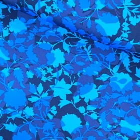SanDaLu Baumwolljersey mit Blütenmuster in blau Ballen