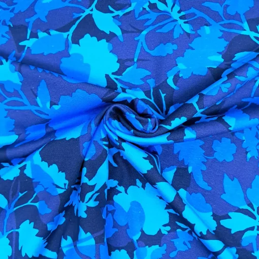 SanDaLu Baumwolljersey mit Blütenmuster in blau