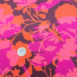 SanDaLu Baumwolljersey mit Blütenmuster in rot orange pink Euro