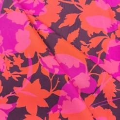 SanDaLu Baumwolljersey mit Blütenmuster in rot orange pink Falten