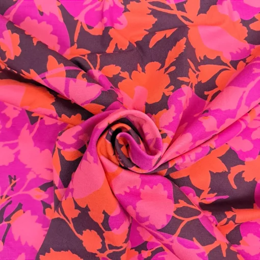 SanDaLu Baumwolljersey mit Blütenmuster in rot orange pink