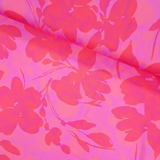 SanDaLu Baumwolljersey mit Blütenmuster in pink