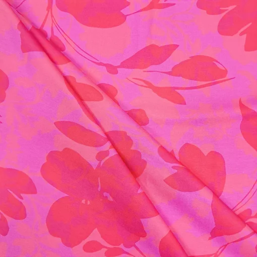 SanDaLu Baumwolljersey mit Blütenmuster in pink Falten
