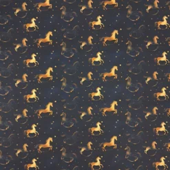 SanDaLu schwarzer Weihnachtsstoff mit Schaukelpferden