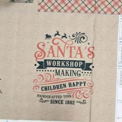 Canvas Panel Weihnachtskissen Santas Workshop