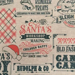 SanDaLu nostalgischer Weihnachtsstoff mit Schriftzügen