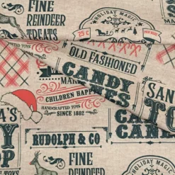 Baumwollstoff Weihnachten im Vintage Look Falten