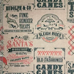 Baumwollstoff Weihnachten im Vintage Look Lineal