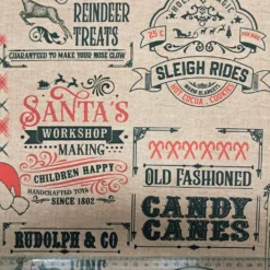 Baumwollstoff Weihnachten im Vintage Look Lineal