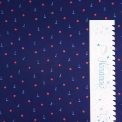 maritimer Baumwollstoff mit Ankern und Sternen Lineal