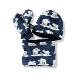 Winterset für Kinder dunkelblau mit Eisbären Nähbeispiel