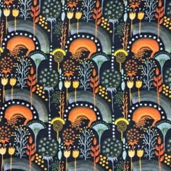 dicker Sweat mit Regenbögen und Blumen schwarz mit salbei und orange