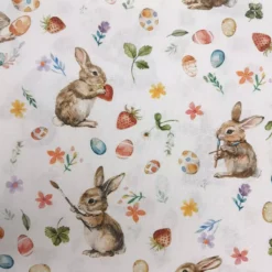 SanDaLu Baumwollstoff mit Hasen und Ostereiern