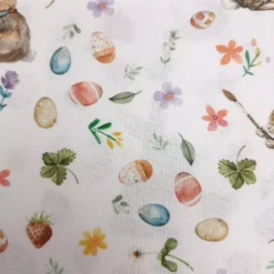 SanDaLu Baumwollstoff mit Hasen und Ostereiern
