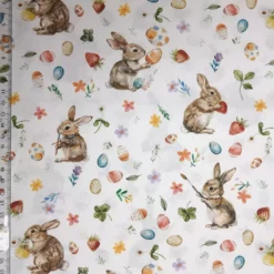 SanDaLu Baumwollstoff mit Hasen und Ostereiern Lineal