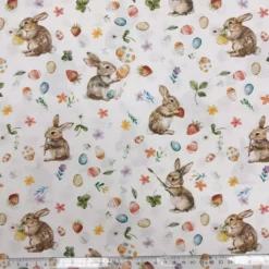 SanDaLu Baumwollstoff mit Hasen und Ostereiern Lineal